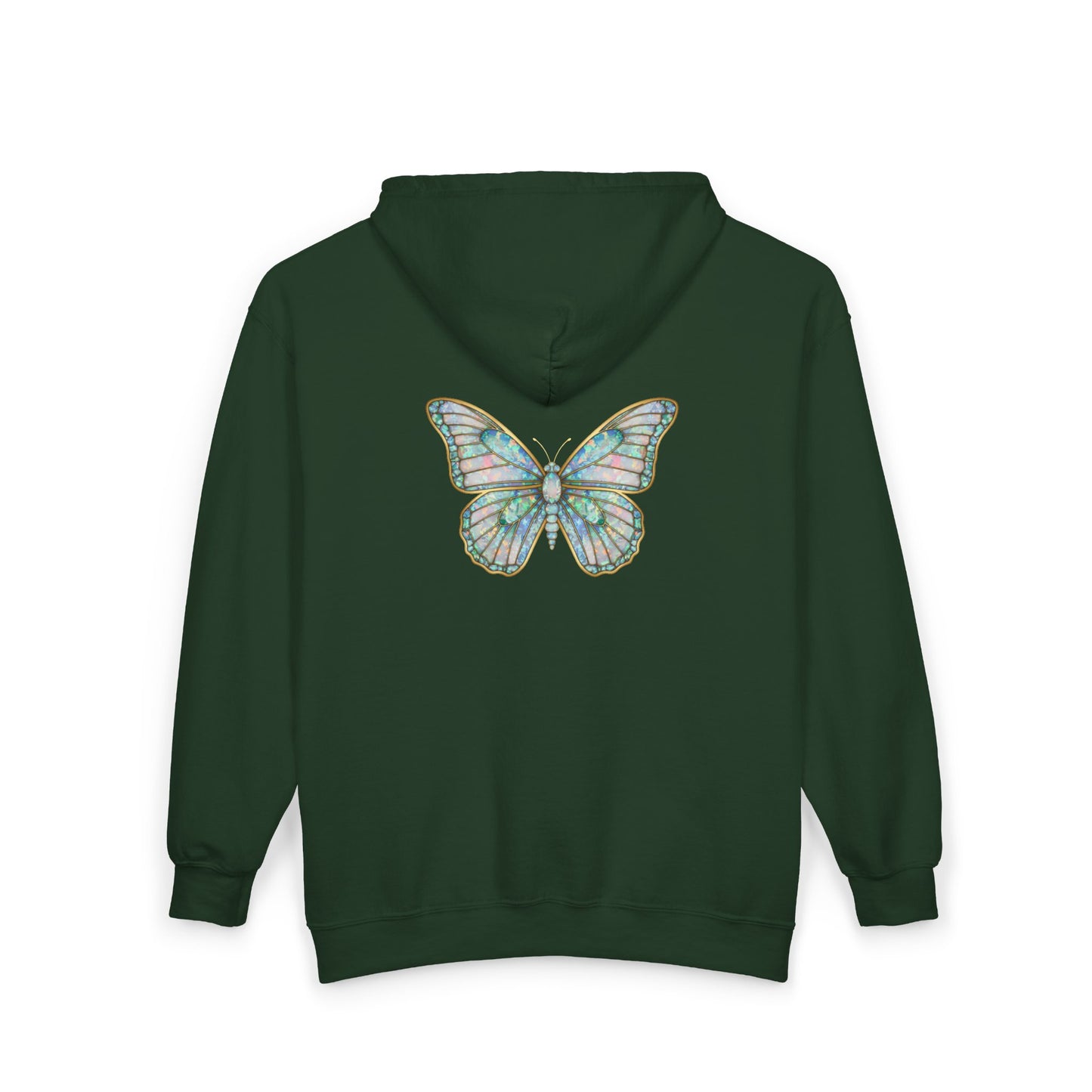 October Birthstone Opal Zip Sweatshirt Butterfly - Creativity, Hope, Inspiration