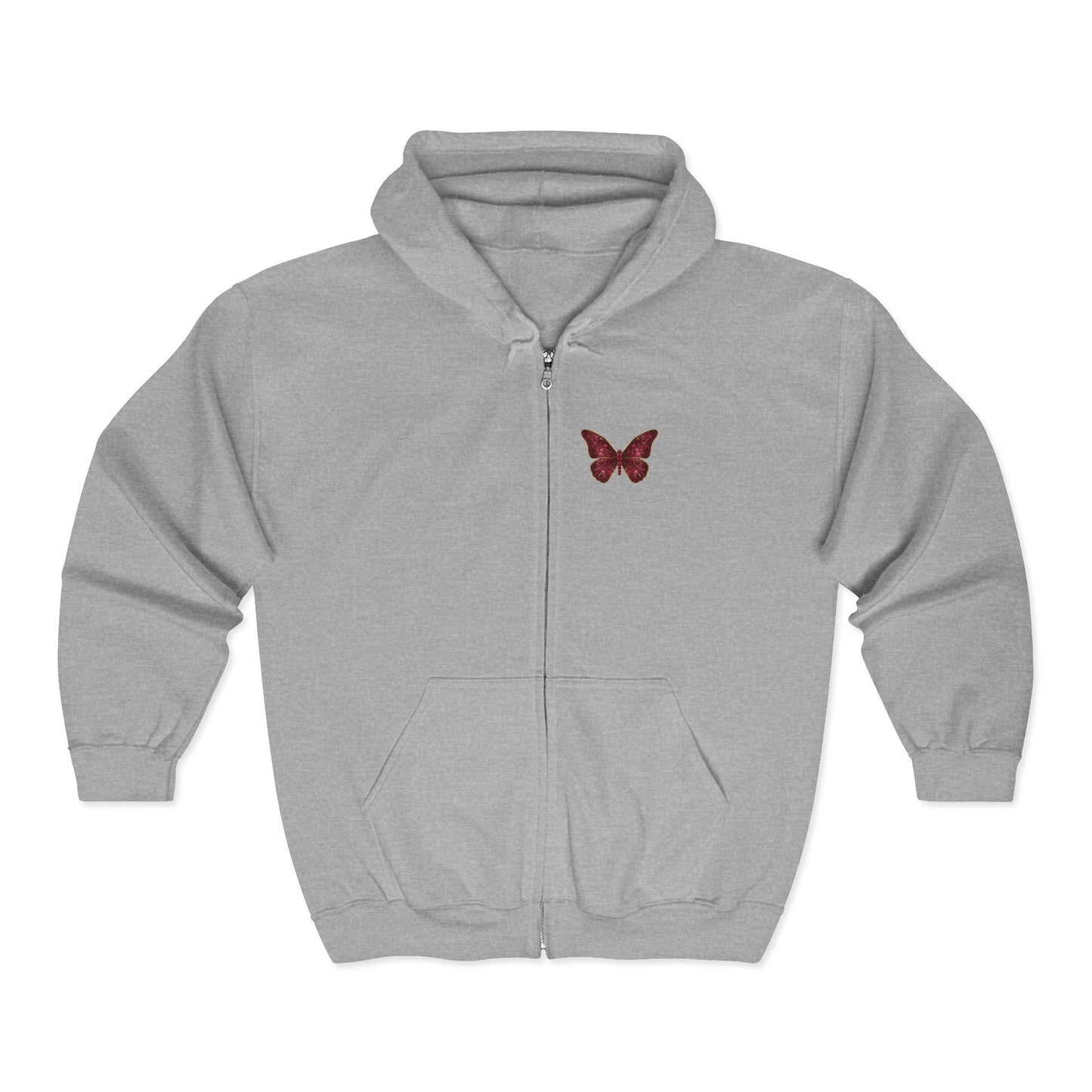 July Birthstone Ruby Zip Sweatshirt Butterfly - Happiness, Love, Courage