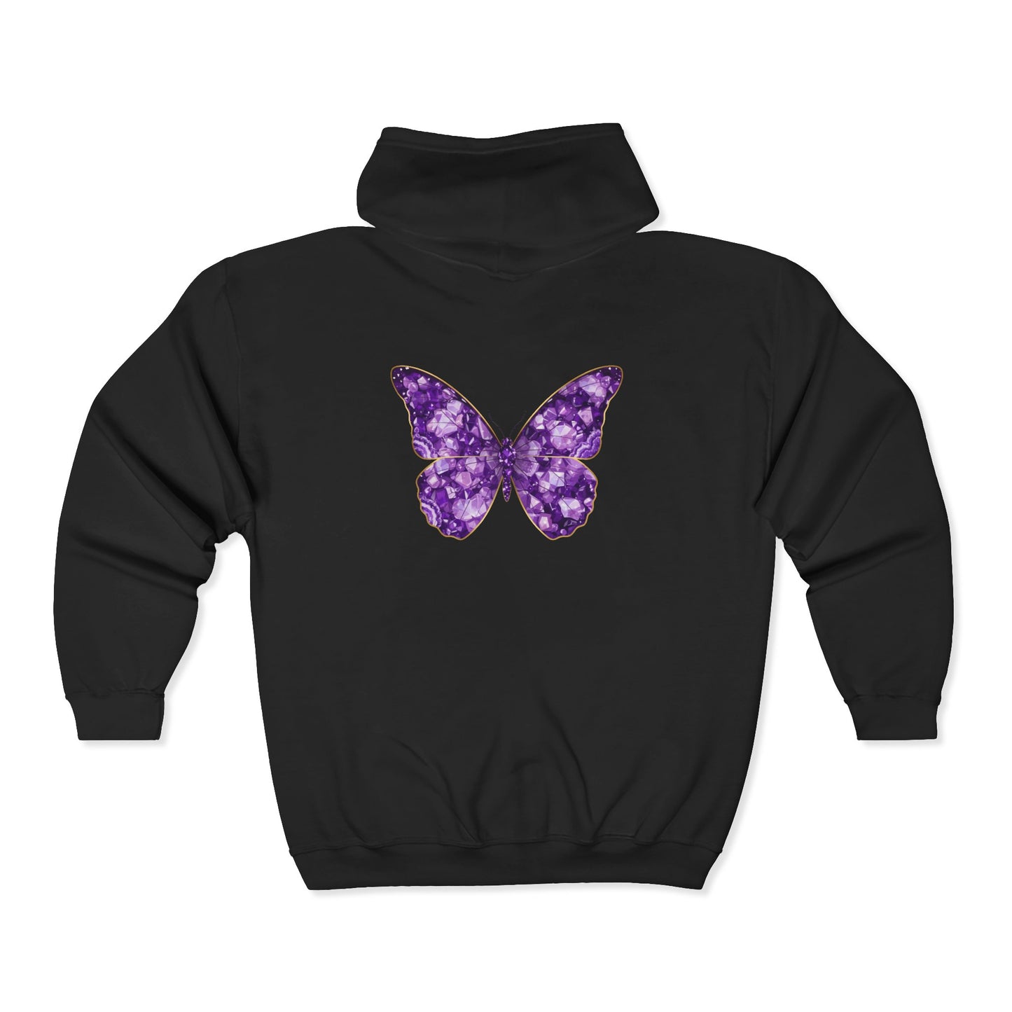 February Amethyst Zip Sweatshirt Butterfly — Sincerity, Faith, Loyalty
