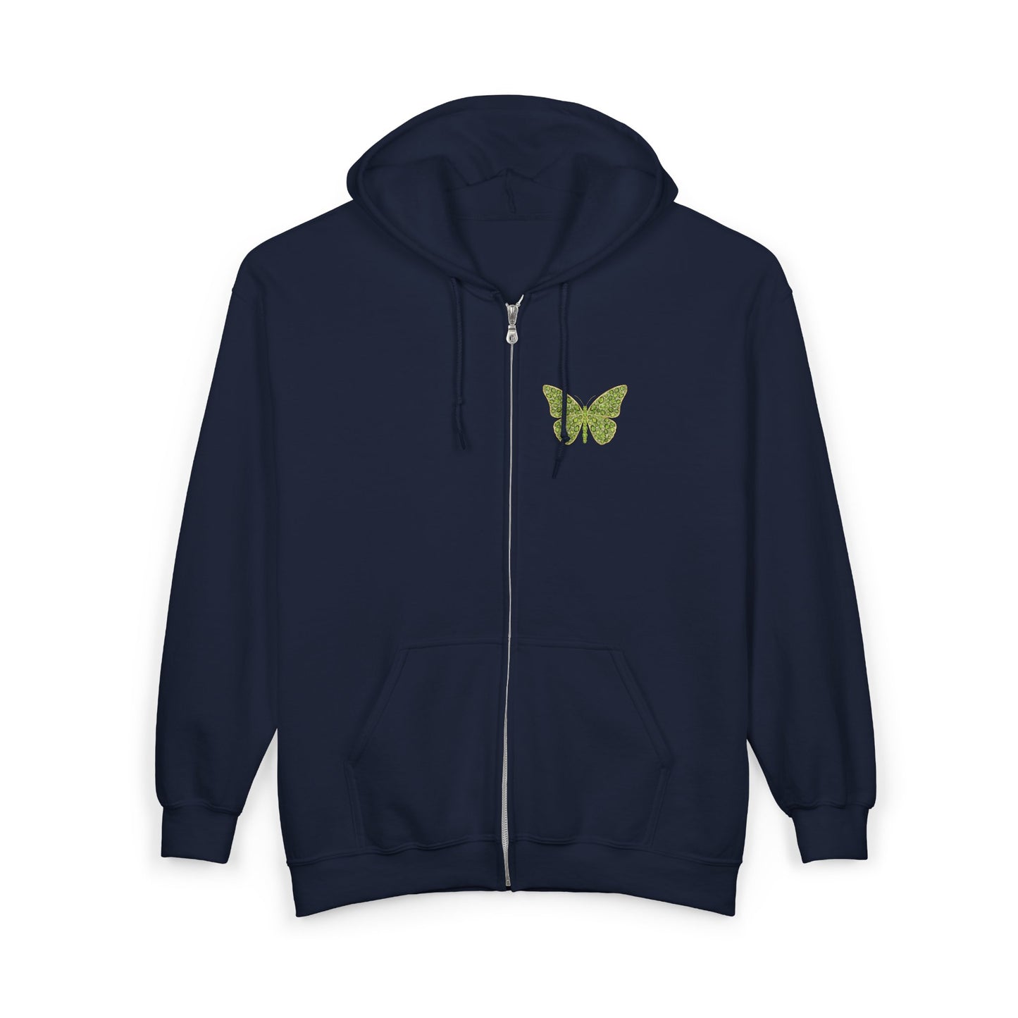August Birthstone Peridot Zip Sweatshirt Butterfly - Growth, Renewal, Positivity
