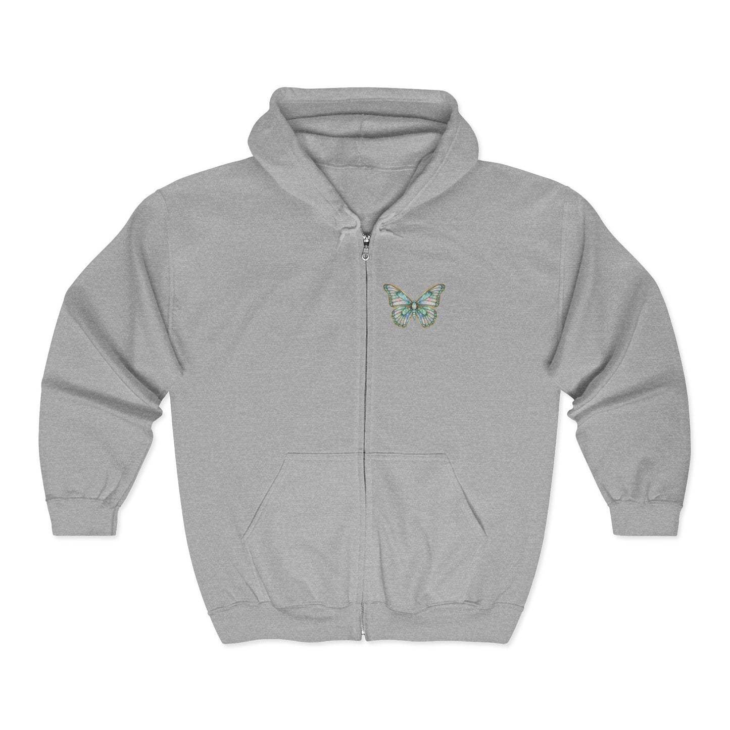 October Birthstone Opal Zip Sweatshirt Butterfly - Creativity, Hope, Inspiration