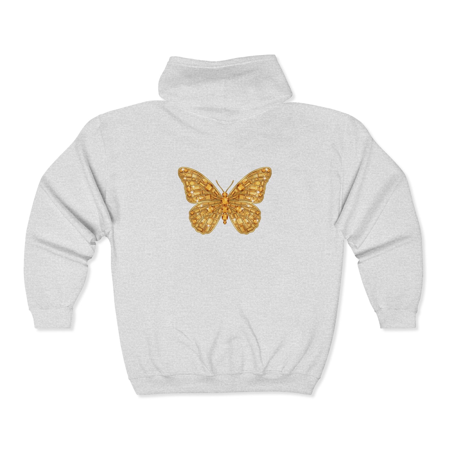 November Birthstone Citrine Zip Sweatshirt Butterfly - Serenity, Truth, Strength